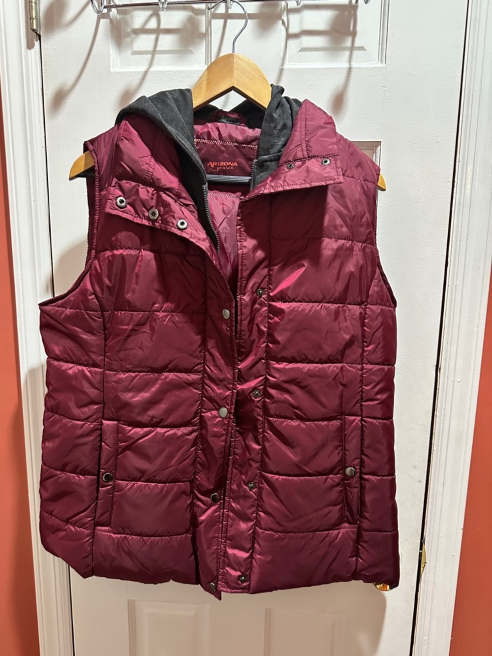 Arizona Jean Company Quilted Vest - Burgundy and Charcoal